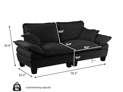 2 Seater Modular Loveseat With Curved Armrests