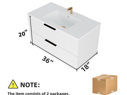 Modern Wall Mounted Floating Bathroom Vanity With Sink And Drawers