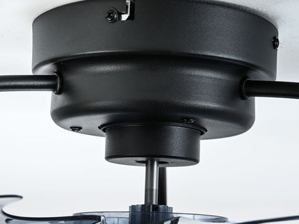 21" Caged Ceiling Fan With Dimmable LED Light And Remote Control, Low Profile Flush Mount Fan - Matte Black
