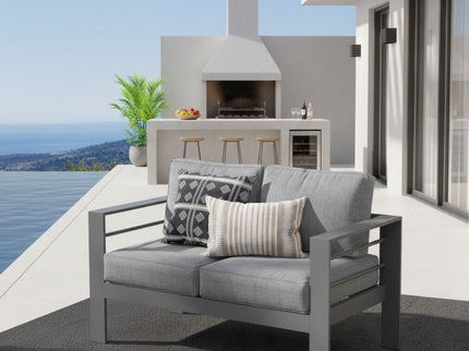 All Weather Patio Loveseat With Thick Cushions - Gray / Gray