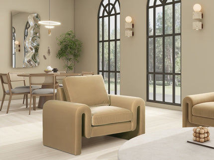 Mason - Arched Arm Chair - Camel Brown Beige