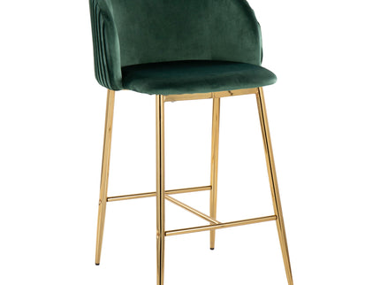 Fran - Pleated Contemporary / Glam Fixed Height Counter Stool (Set of 2)