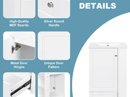 Modern Freestanding Bathroom Vanity With Sink, Soft-Close Drawer, Towel Bar
