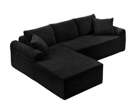 Modular Sectional With Arched Armrests, Includes 3 Back Cushions & 2 Throw Pillows