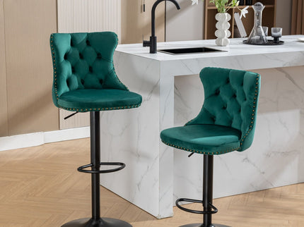 Swivel Barstools Adjusatble Seat Height, Modern Upholstered Bar Stools With Backs Comfortable Tufted For Home Pub And Kitchen Island (Set of 2)