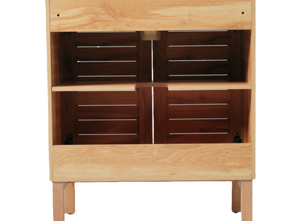 Bathroom Vanity With Ceramic Sink, Freestanding Cabinet - Antique Natural / Brown