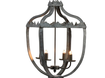 4 Light Metal Chandelier, Hanging Light Fixture With Adjustable Chain For Kitchen, Bulb Not Included - Gray