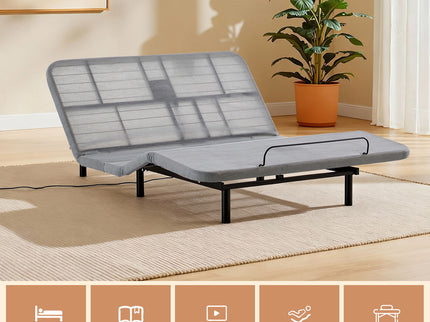 Caron 4.0 - Queen Size Adjustable Bed Frame With Wireless Remote Control, Head And Foot Incline, Massage Function - Black / Gray