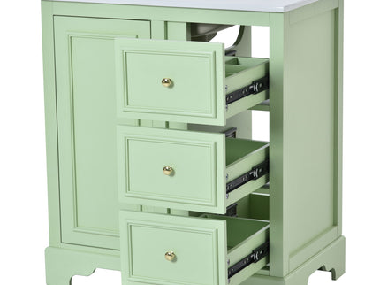 Bathroom Vanity Cabinet With Ceramic Basin, 3 Drawers And Adjustable Shelves