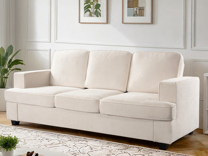 Modern Sofa, Comfortable 3 Seater Couch With Deep Seating, Loose Back Cushions, Wide Arms