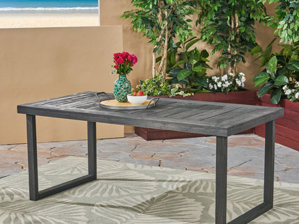 Outdoor Acacia Wood Dining Table, Sandblast Finish