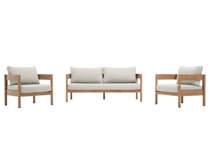 Outdoor Sofa Set Of 3 With Weather Resistant Cushions (Coffee Table Not Included) - Oak