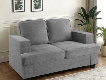 Modern Loveseat, Comfortable 2 Seater Couch With Deep Seating, Loose Back Cushions, Wide Arms