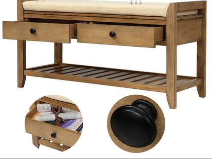 Multipurpose Entryway Shoe Rack With Cushioned Seat And Drawers