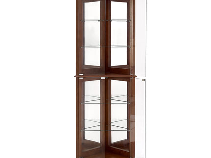 Corner Curio Dispaly Cabinet With Lights, Adjustable Tempered Glass Shelves, Mirrored Back (E26 Light Bulb Not Included)