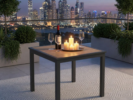 Outdoor Square Patio Slatted Dining Table - Gray