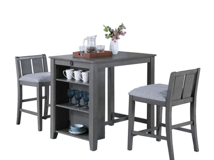 Graham - 3 Piece Small Space Counter Height Dining Table With Shelves And 2 Chairs (Set of 3)