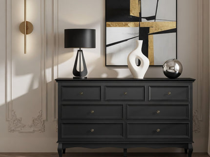 7 Drawer Dresser, Storage Chest - Black