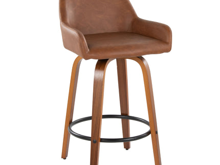 Daniella - Contemporary Fixed Height Counter Stool With Swivel With Round Footrest (Set of 2)