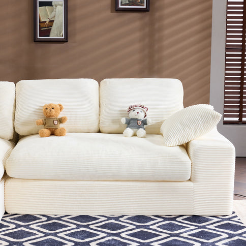 Compressed Sofa With 3 Back Cushions, 2 Throw Pillows