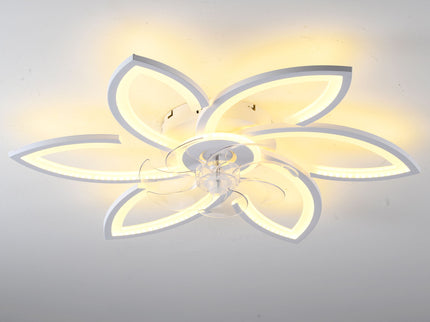 30" Flower 6 Speed Ceiling Fan With Remote Controlled LED Lights, Low Profile Flush Mount Fan
