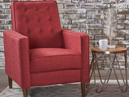 Mid-Century Modern Recliner With Button Tufted Waffle Stitch