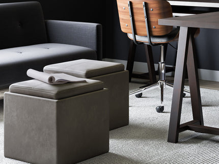 Rockwood - Upholstered Cube Storage Ottoman With Tray