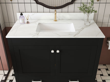 Bathroom Vanity Set, Fluted Cabinet, Soft Close Doors & Drawers - Black