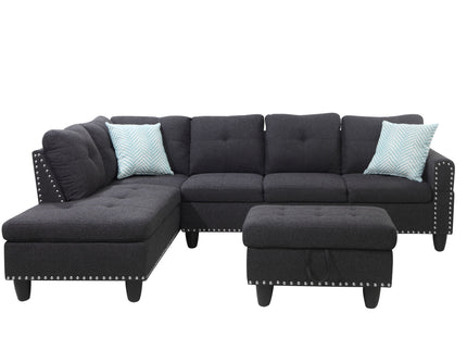 Alger - Left Hand Facing Sofa & Chaise With Ottoman