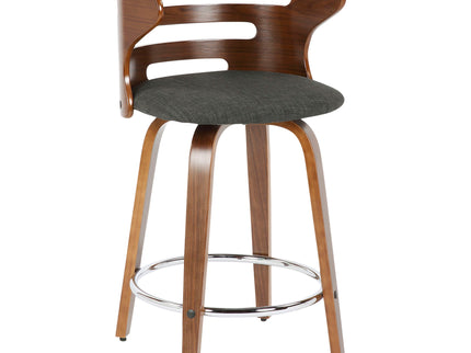 Cosini - Mid Century Modern Fixed Height Counter Stool With Footrest With Swivel (Set of 2)