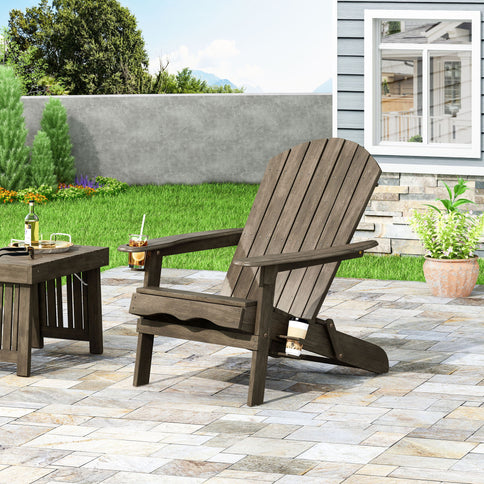 Zenithia - Outdoor Foldable Adirondack Chair With 2 Cup Holders