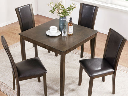 5 Piece Dining Table Set With Chairs - Dark Walnut