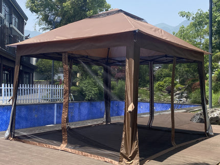 Outdoor Pop Up Gazebo Canopy With 2 Tier Soft Top And Removable Zipper Netting