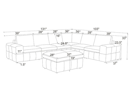 Large Square Arms Modular Sectional