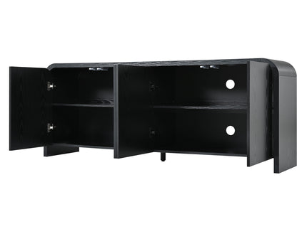 Curved Edge TV Stand With Large Cabinets