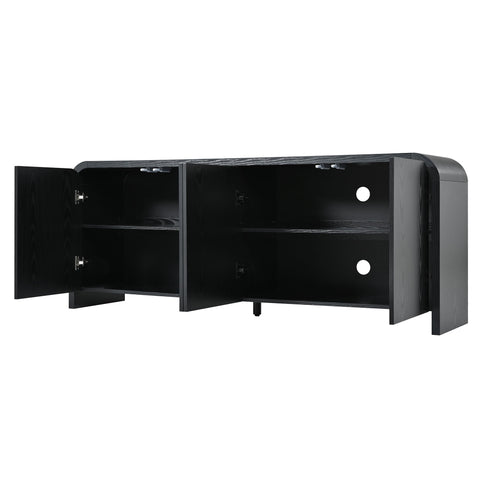 Curved Edge TV Stand With Large Cabinets
