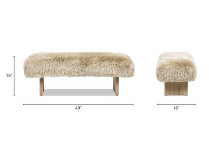 Leda - Sheepskin Fur Rectangular Accent Bench - Natural Blonde