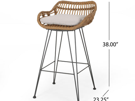 Outdoor Rattan Bar Chair With Metal Legs