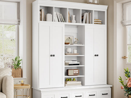 Hall Tree & Bench And 5 Storage Cubbies