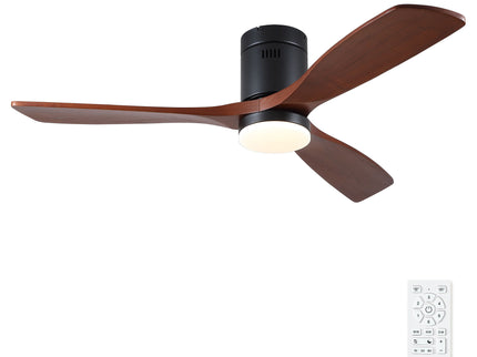 Low Profile Flush Mount Intergrated LED Ceiling Fan With Light And Silent Reversible Motor
