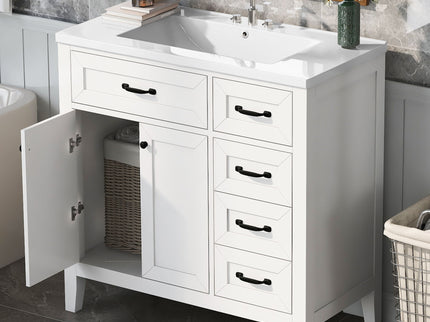 Modern Bathroom Vanity With Sink, Freestanding Design With Drawers And Doors