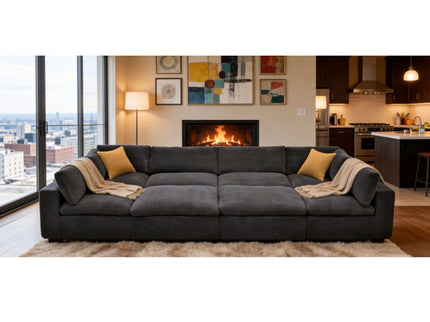 Custom Configuration Modular Sectional With Toss Pillows