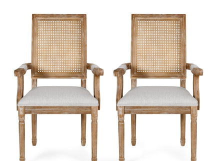 Elegant French Country Style Dining Chair With Cane Backrest