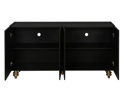 Modern Fluted Sideboard Buffet With Storage, Curve Element, 4 Doors With Adjustable Shelves