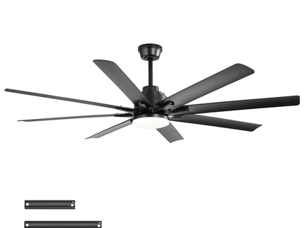 Ceiling Fan With Light 8 Blades, 18W LED 3 Color Dimmable Light, For Living Room & Bedroom - Matte Black