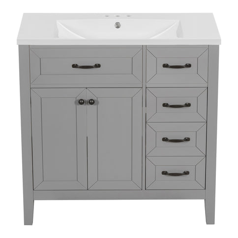 Modern Bathroom Vanity With Sink, Freestanding With Drawers And Doors