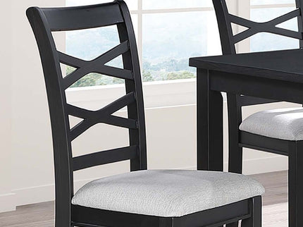 Dining Set 6 Piece With Table And Upholstered X Back Chairs - Charcoal