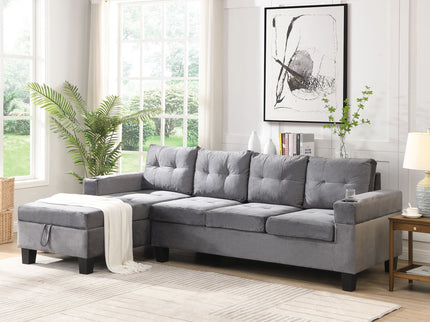 Modern Sectional Sofa Set With L Shape Chaise Lounge And Storage