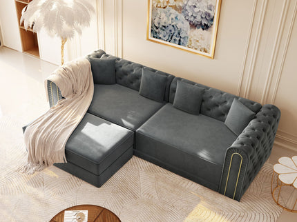 3-In-1 Convertible Sleeper Sofa With Movable Ottoman For Living Room