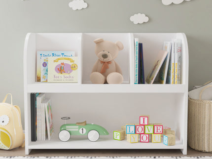 Bookcase With 4 Compartments, Storage Shelf For Toys And Books - White